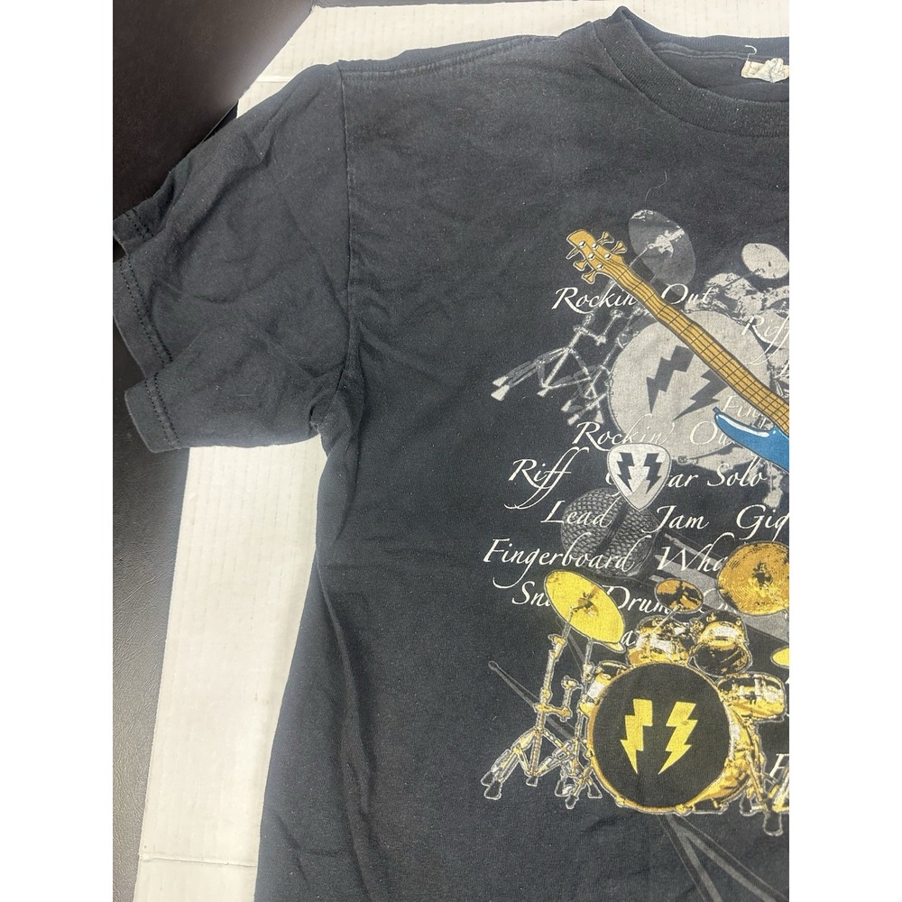 Mens Tee T Shirt Black‎ Large Rockin' Out ELECTRIC Turquoise GUITAR JAM* - Picture 4 of 7